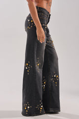 SPACE AND TIME STUDDED DENIM