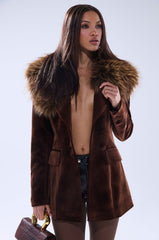 SUNDAY VELVET BLAZER WITH REMOVABLE FUR COLLAR