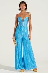 TOUCH ME DENIM JUMPSUIT IN BLUE
