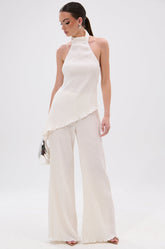 OLIVIA PLISSE PANT IN WHITE