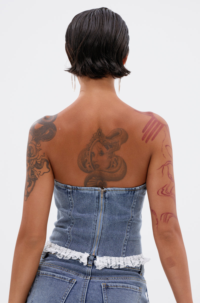 DARLING LACE TRIM DENIM CORSET
