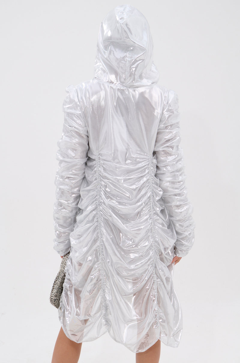 WAYS TO GO METALLIC ADJUSTABLE DRESS IN WHITE