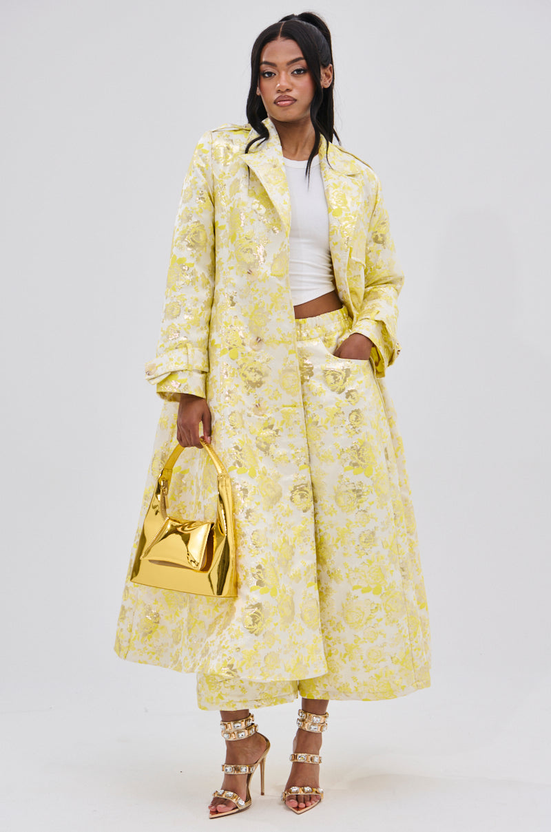 NO EXPECTATIONS CROPPED BROCADE PANTS