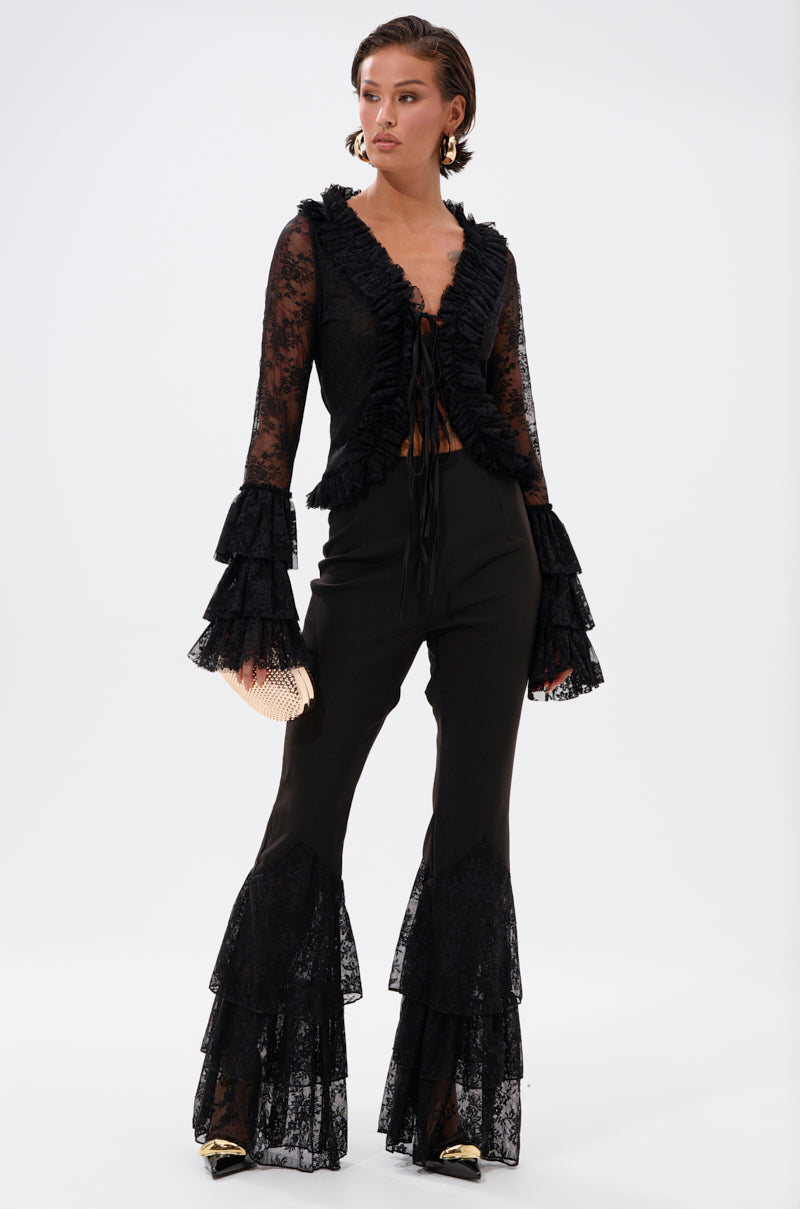 LOOKS AND FEELS GOOD LACE FLARE LEGGING