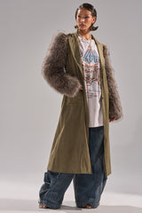 LOLITA FUR SLEEVE TRENCH