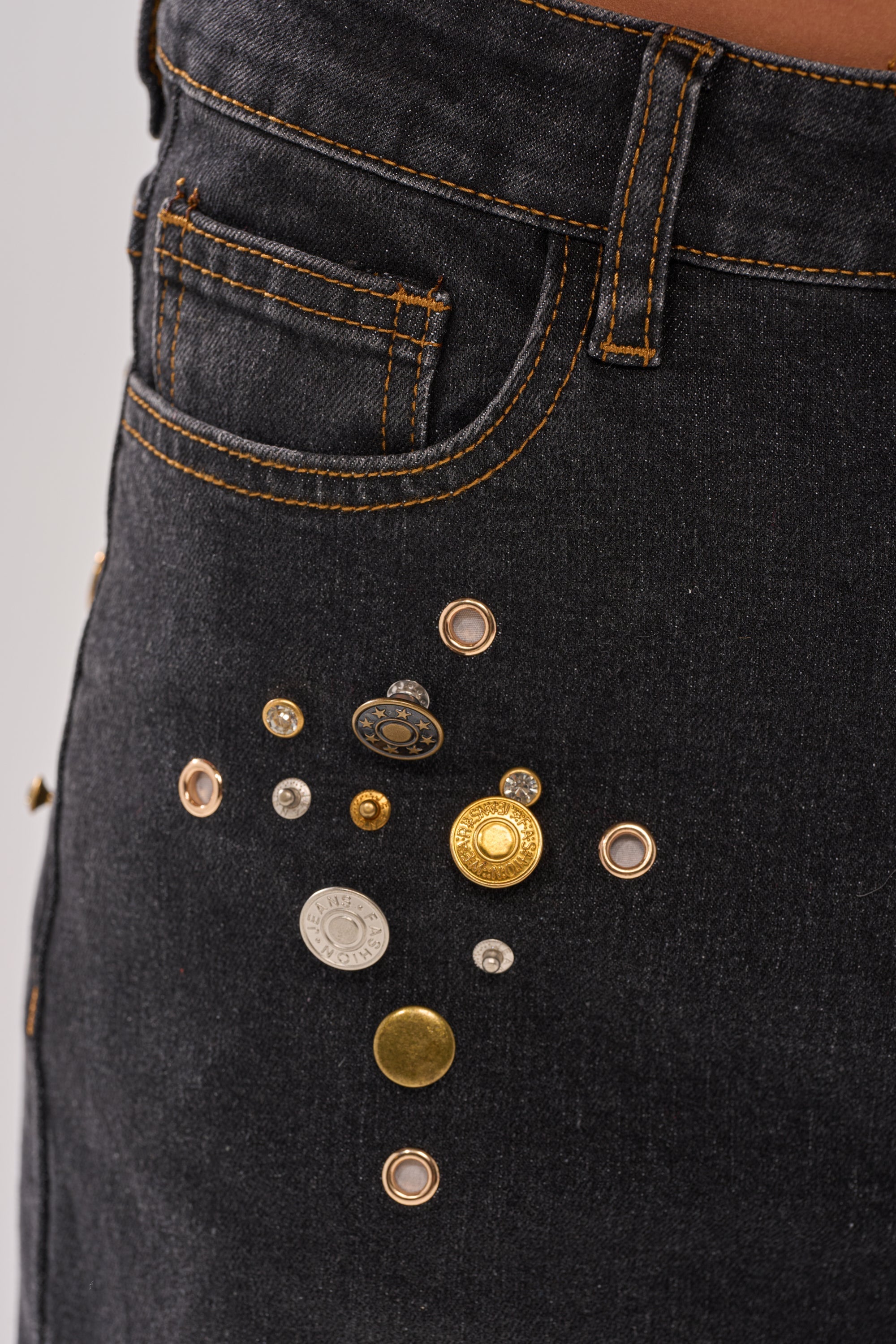 SPACE AND TIME STUDDED DENIM