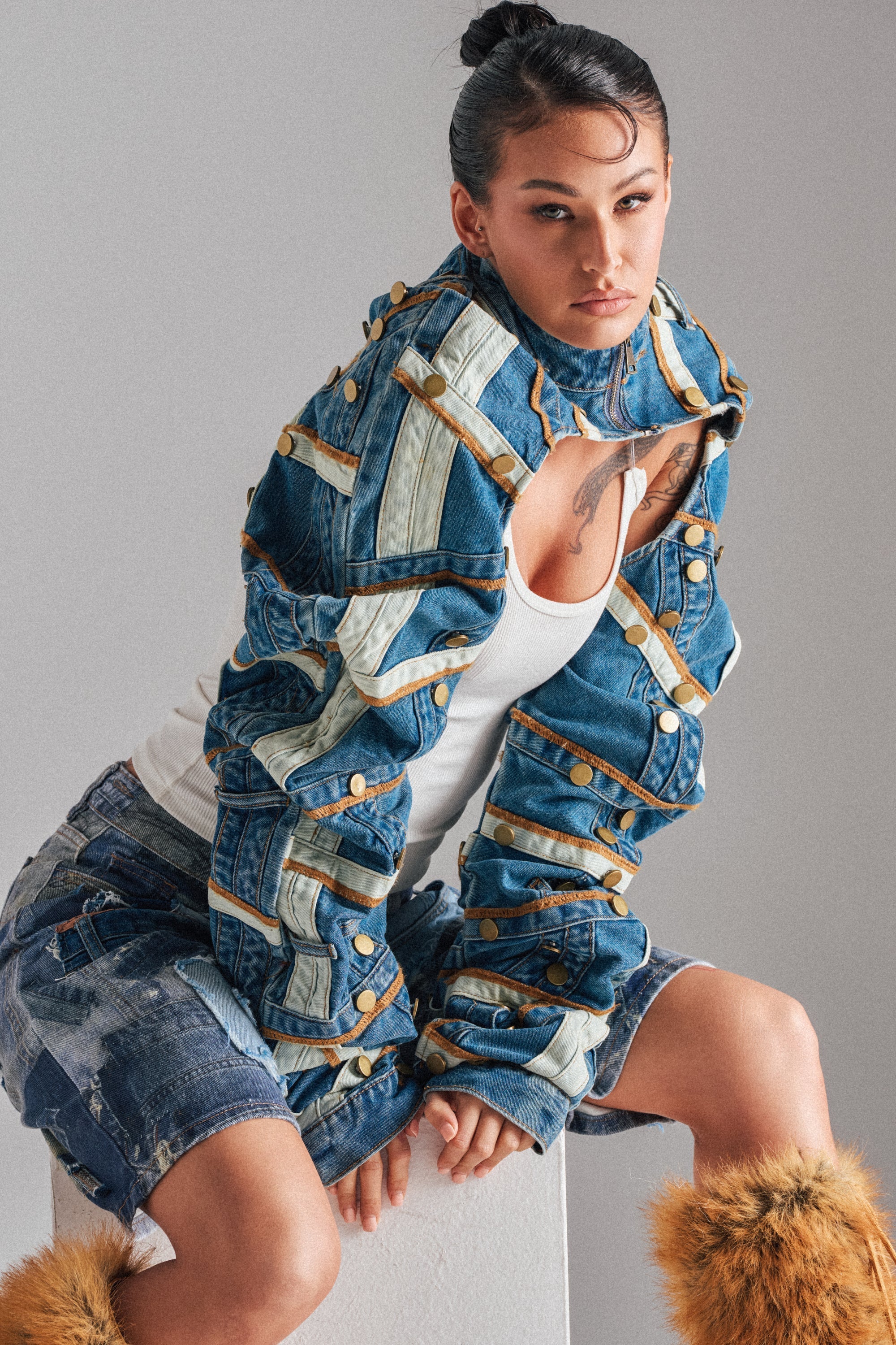 STACKED UP DENIM BOLERO