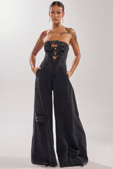 SO YESTERDAY WIDE LEG DENIM JUMPSUIT
