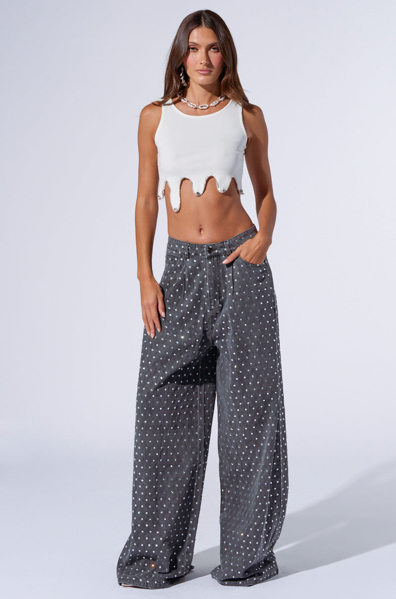 ICY RHINESTONE TRIM TANK