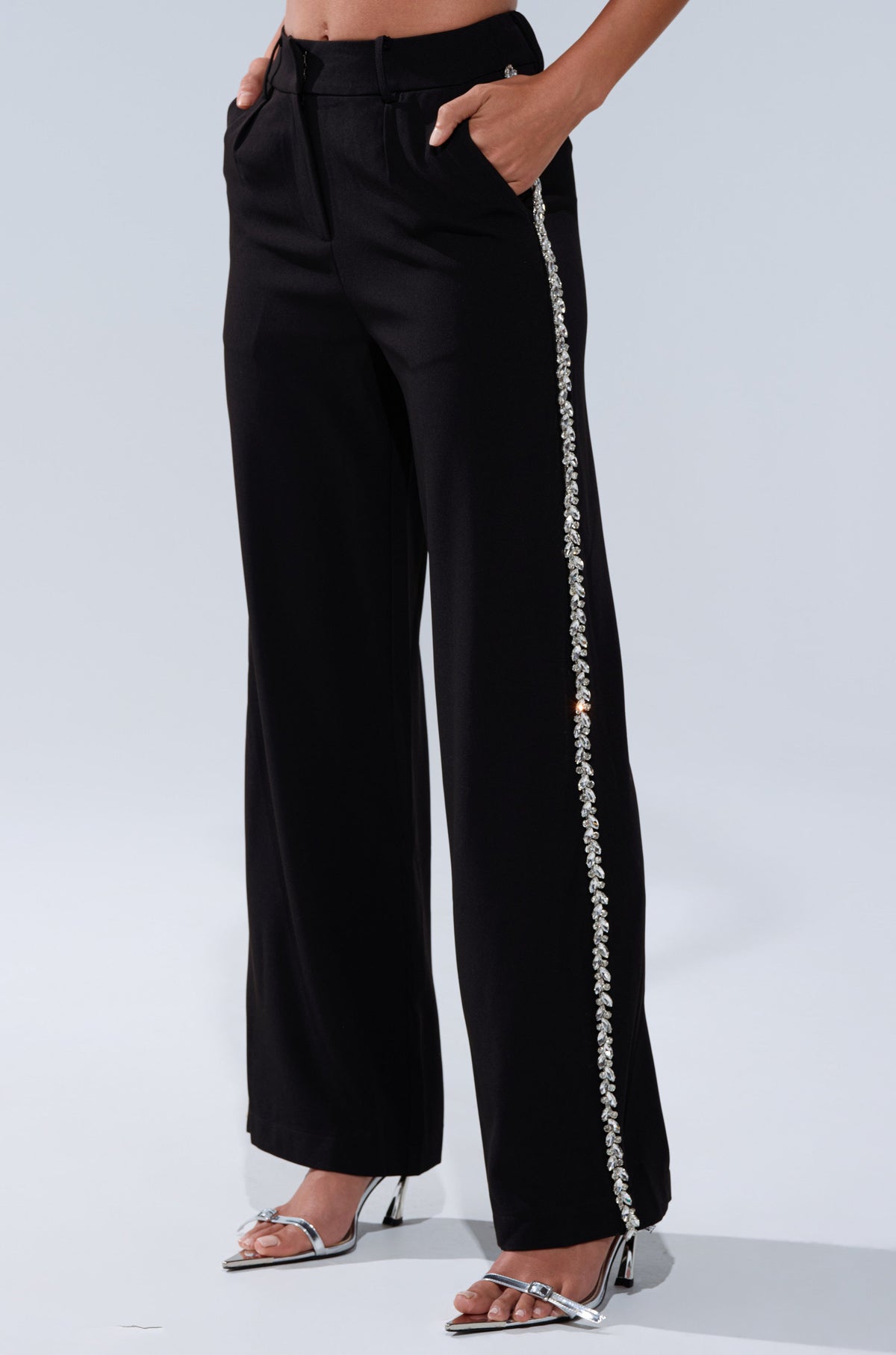 TALK TO ME TROUSER WITH RHINESTONE