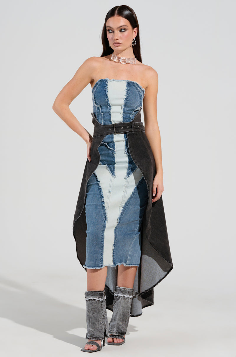 TOO TUFF GREY DENIM BELT SKIRT