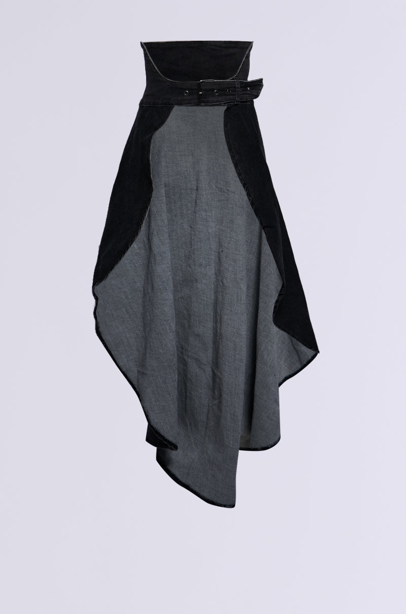 TOO TUFF GREY DENIM BELT SKIRT