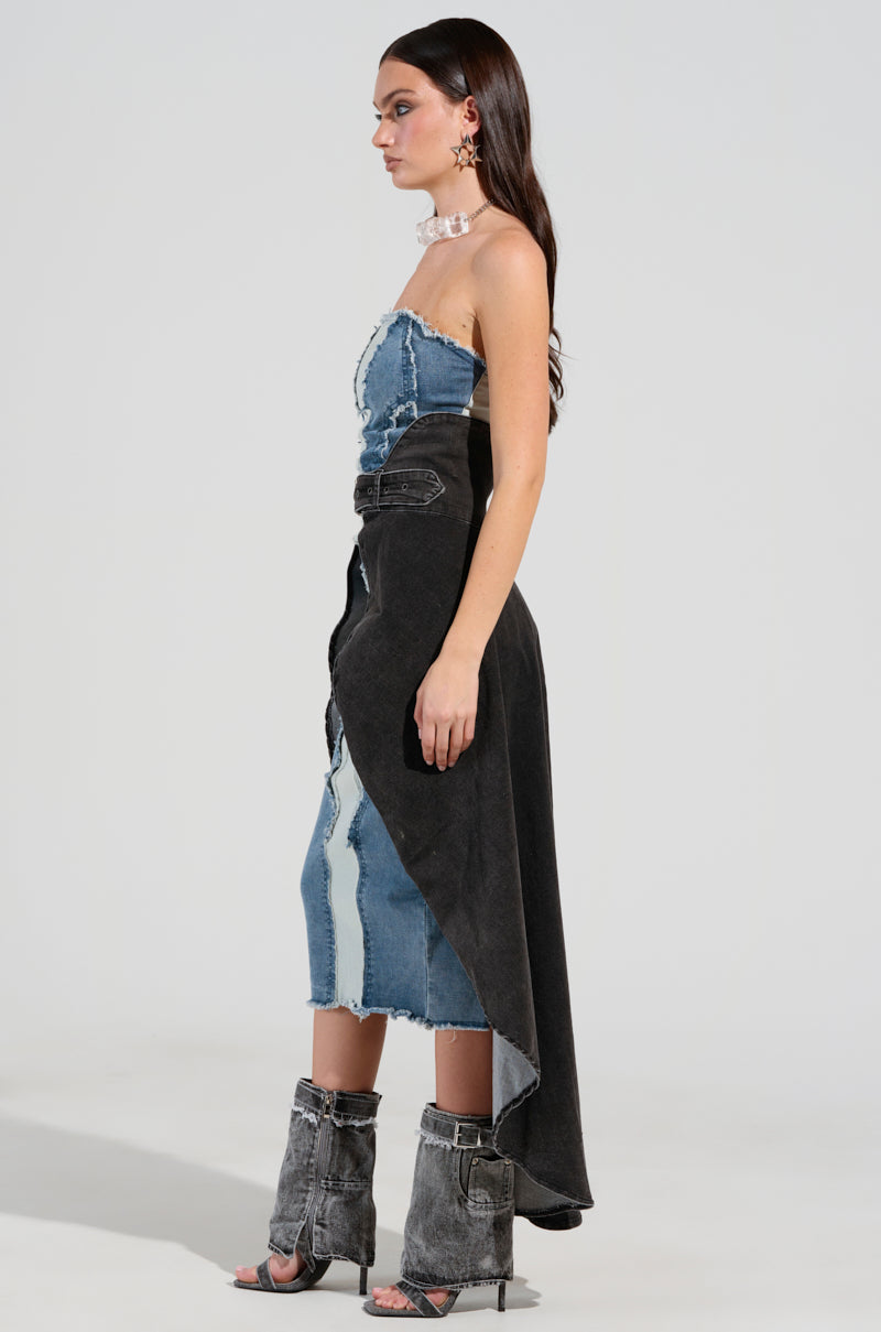 TOO TUFF GREY DENIM BELT SKIRT