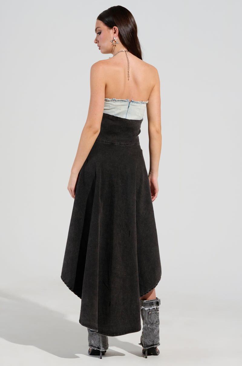TOO TUFF GREY DENIM BELT SKIRT