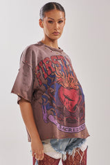 SACRED HEARTH RHINESTONE DISTRESSED TEE