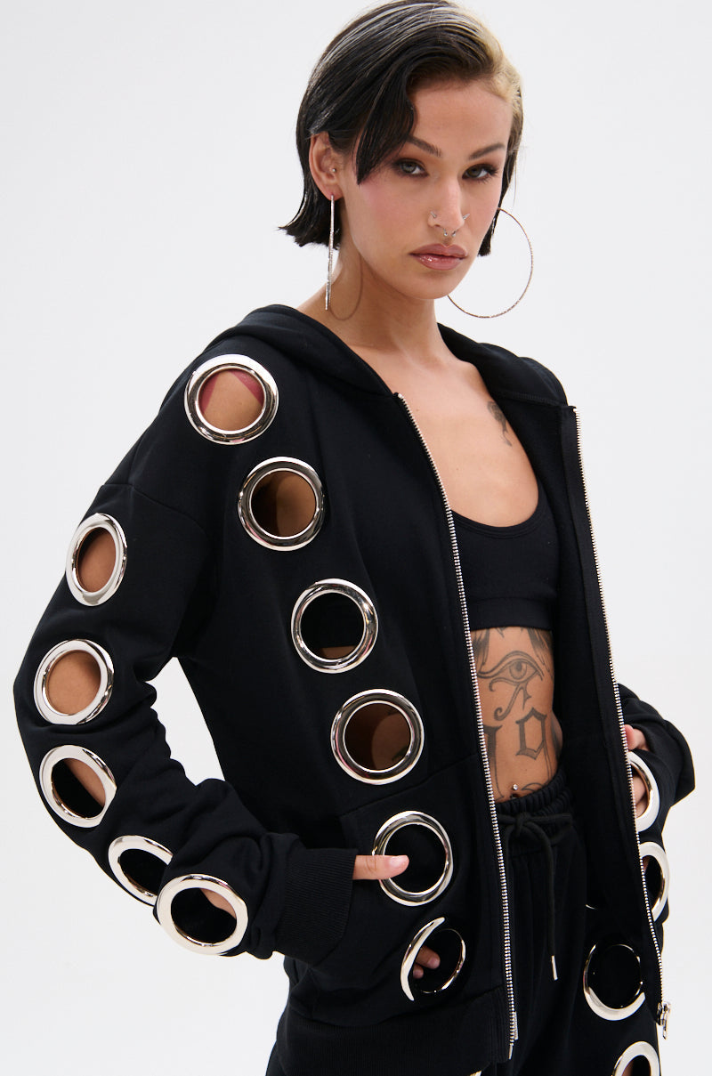 THROUGH THE NIGHT SWEATSHIRT WITH HOLES