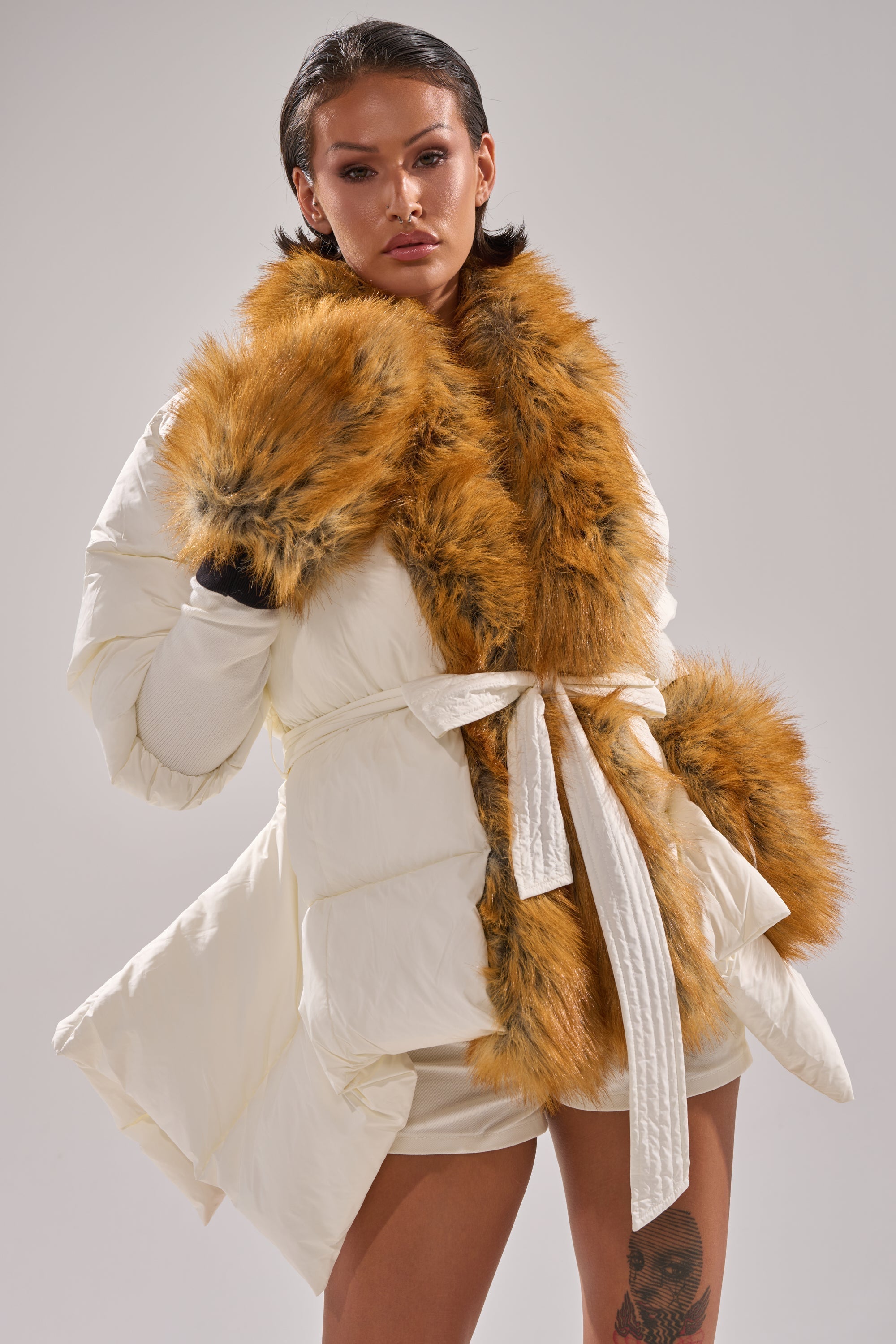 TALK TO ME NICE FUR TRIM PUFFER