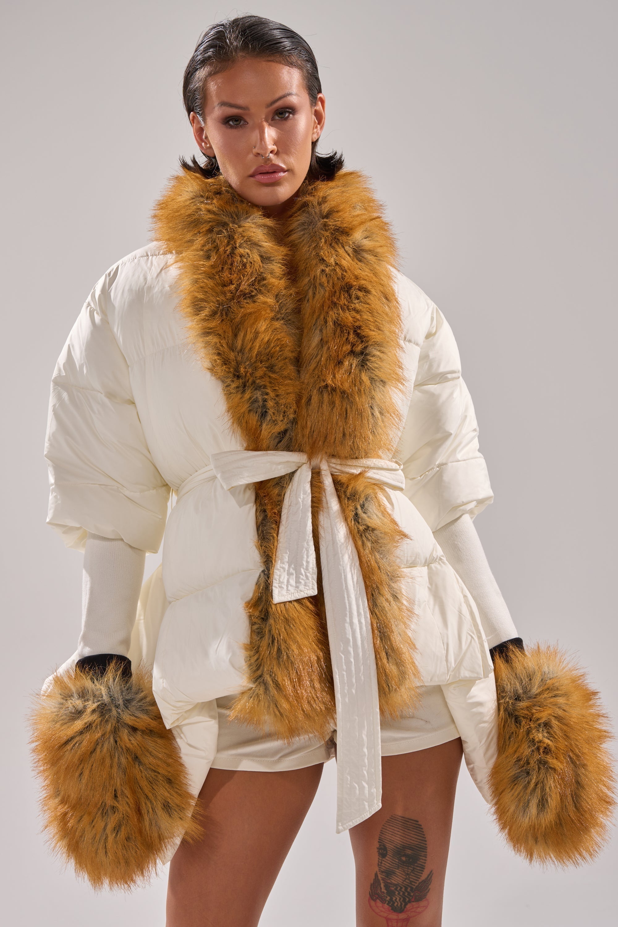 TALK TO ME NICE FUR TRIM PUFFER