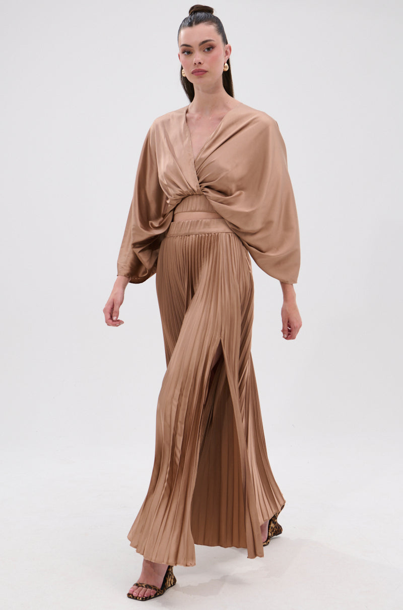 MILLIE MOCHA MOUSSE SATIN BLOUSE