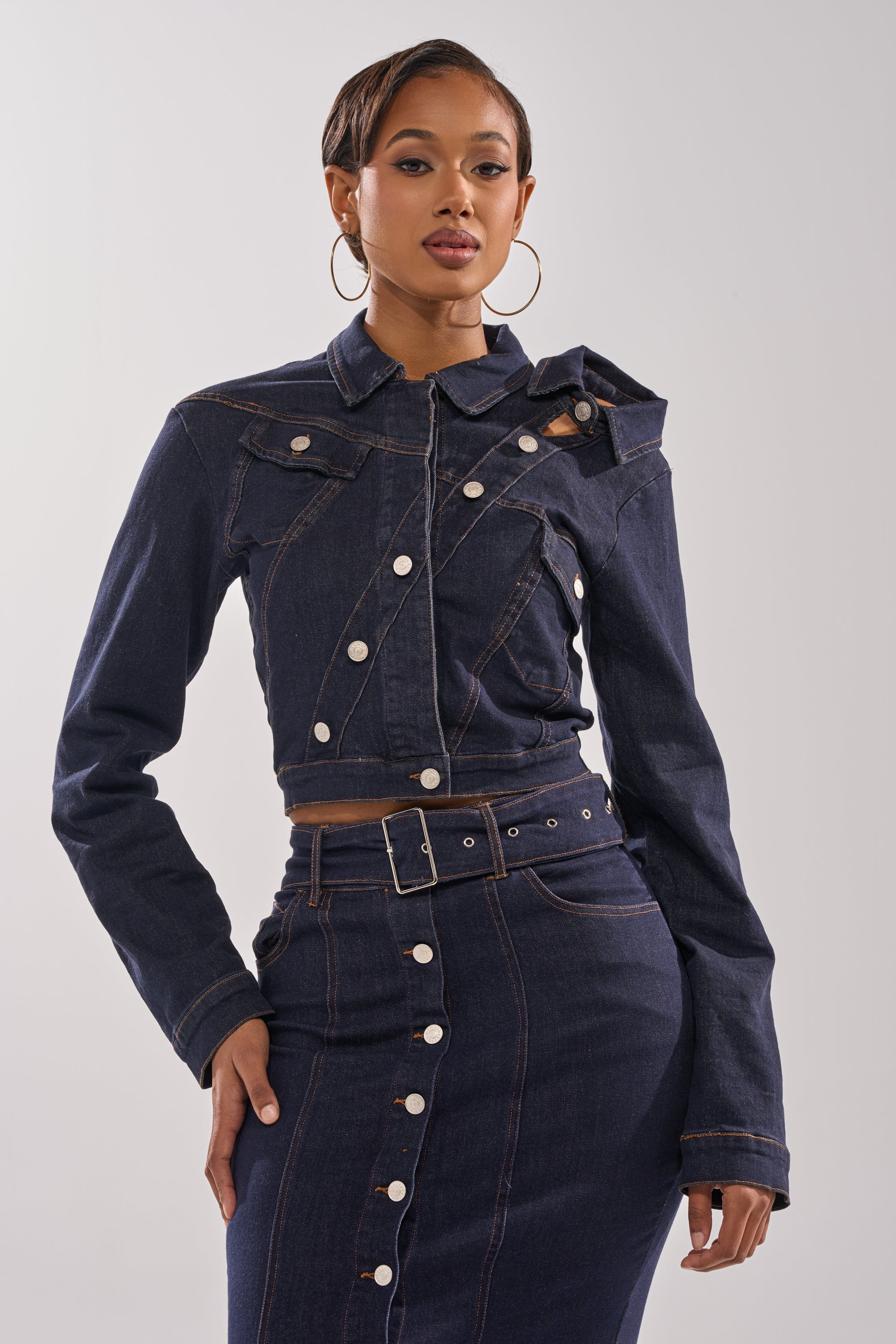 YOU GOT ME SPINNING DENIM BUTTON DOWN