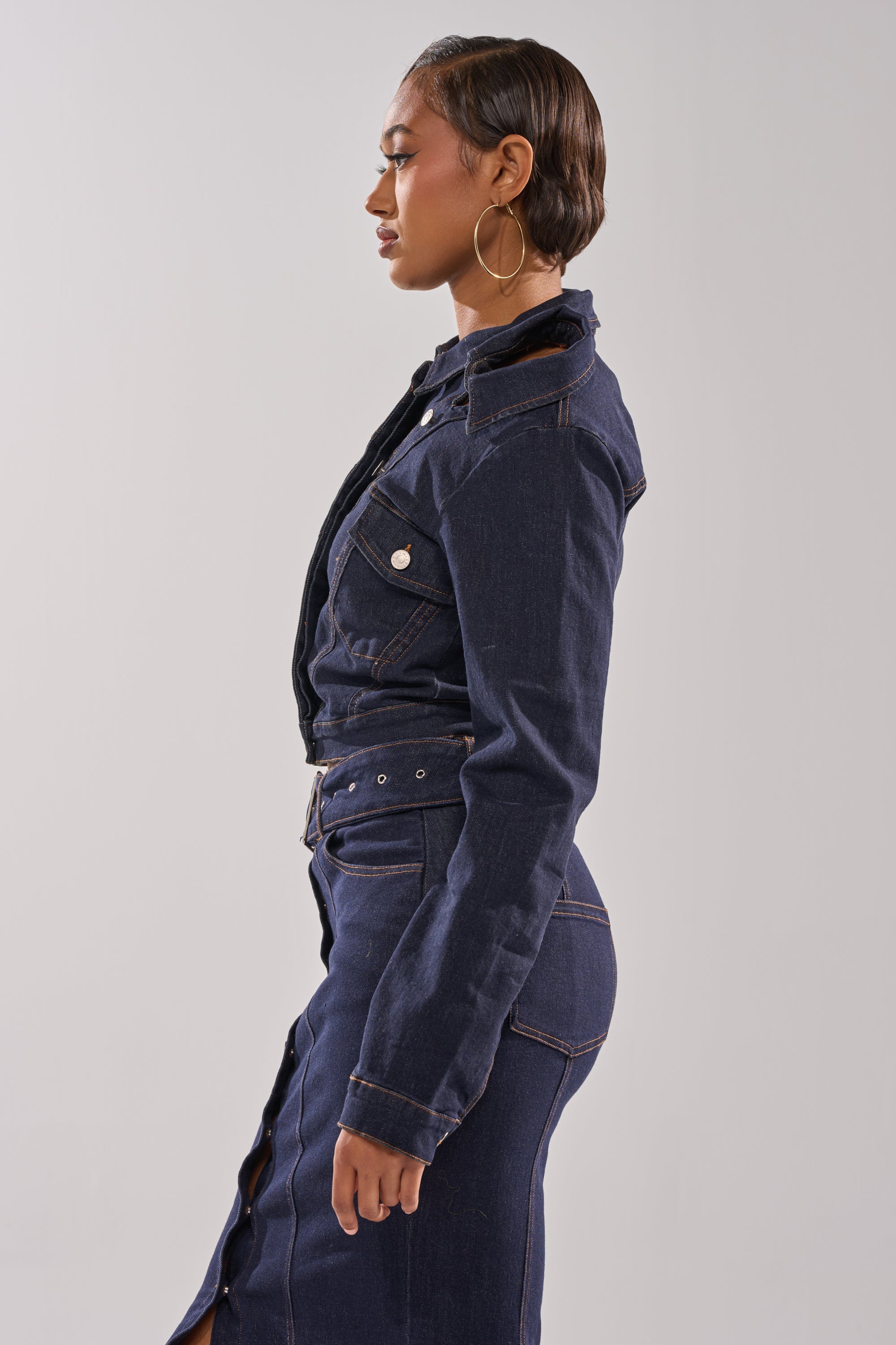 YOU GOT ME SPINNING DENIM BUTTON DOWN