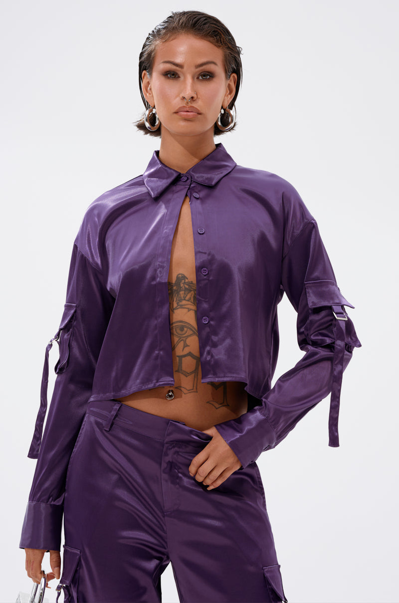 MAYBE ITS YOU SATIN BUTTON DOWN