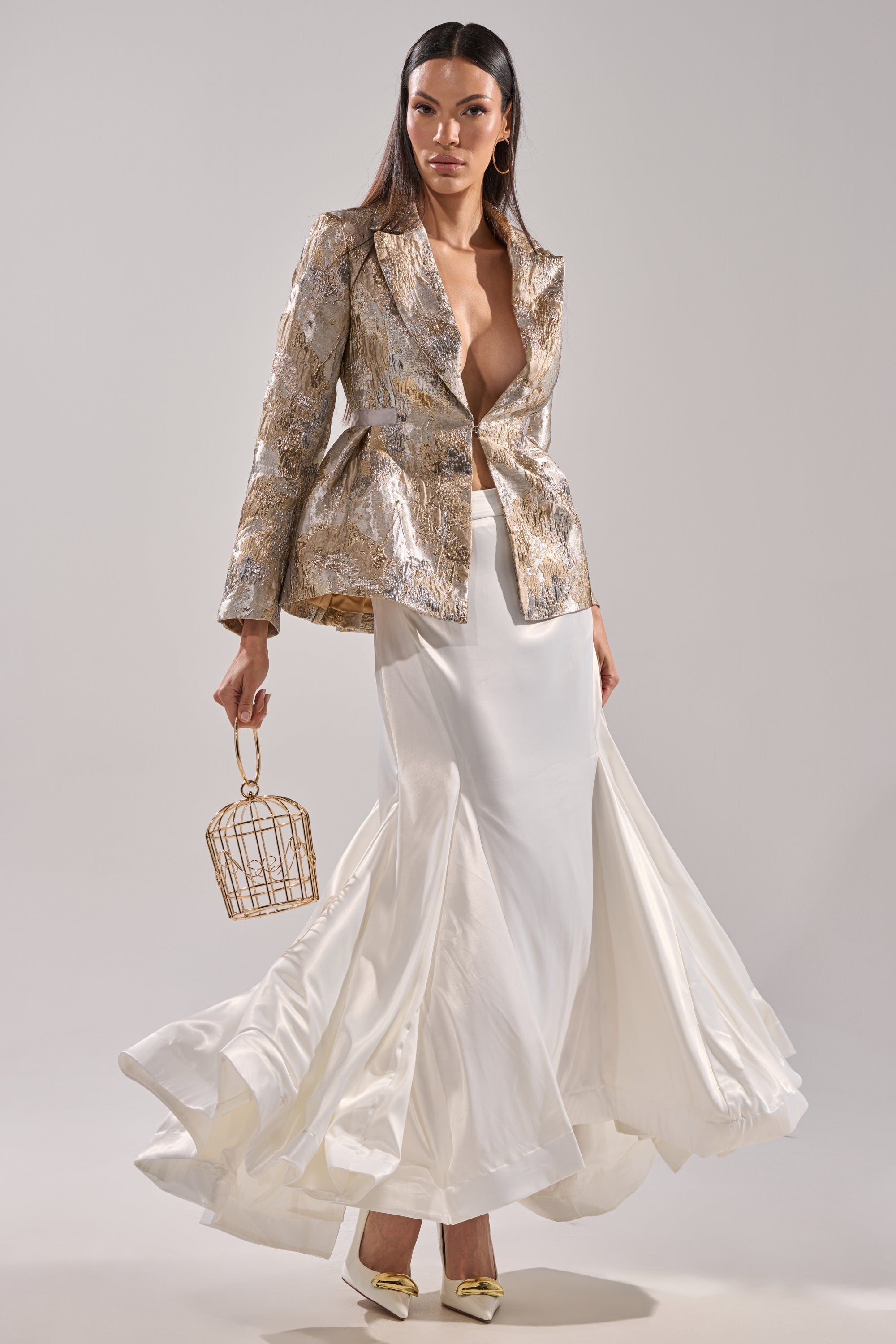 CANARY PEPLUM BLAZER IN CHAMPAGNE