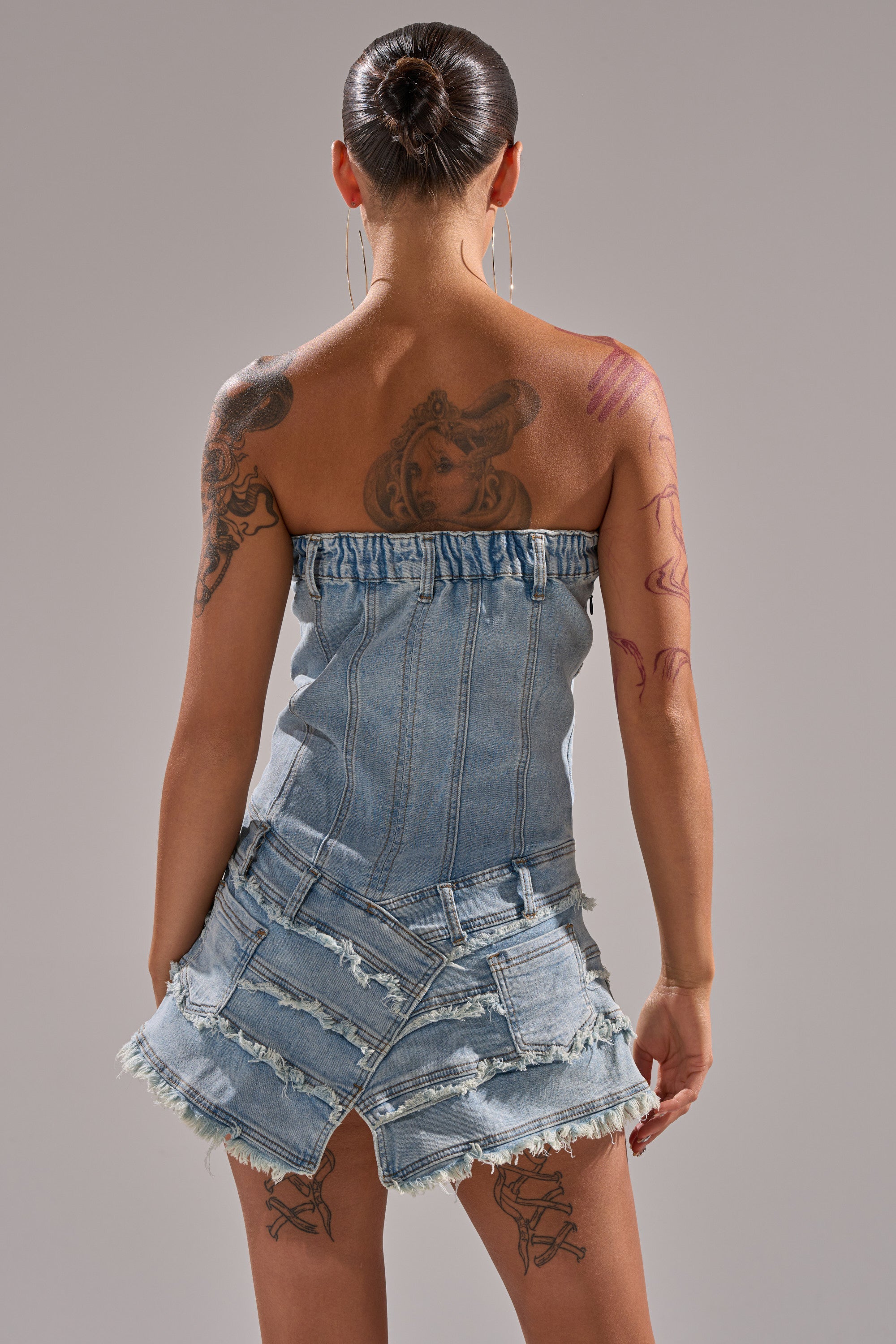 TOO MUCH TO LOVE DENIM ROMPER