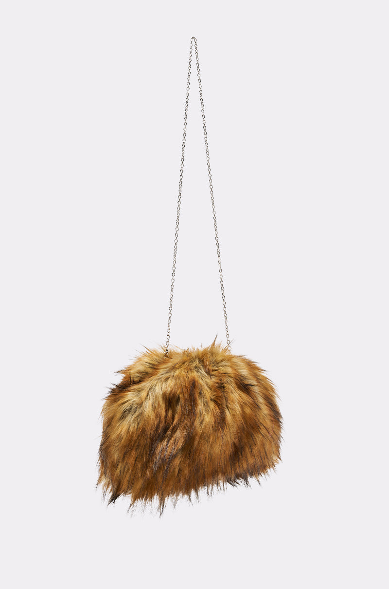 WILD CHILD FAUX FUR CLUTCH