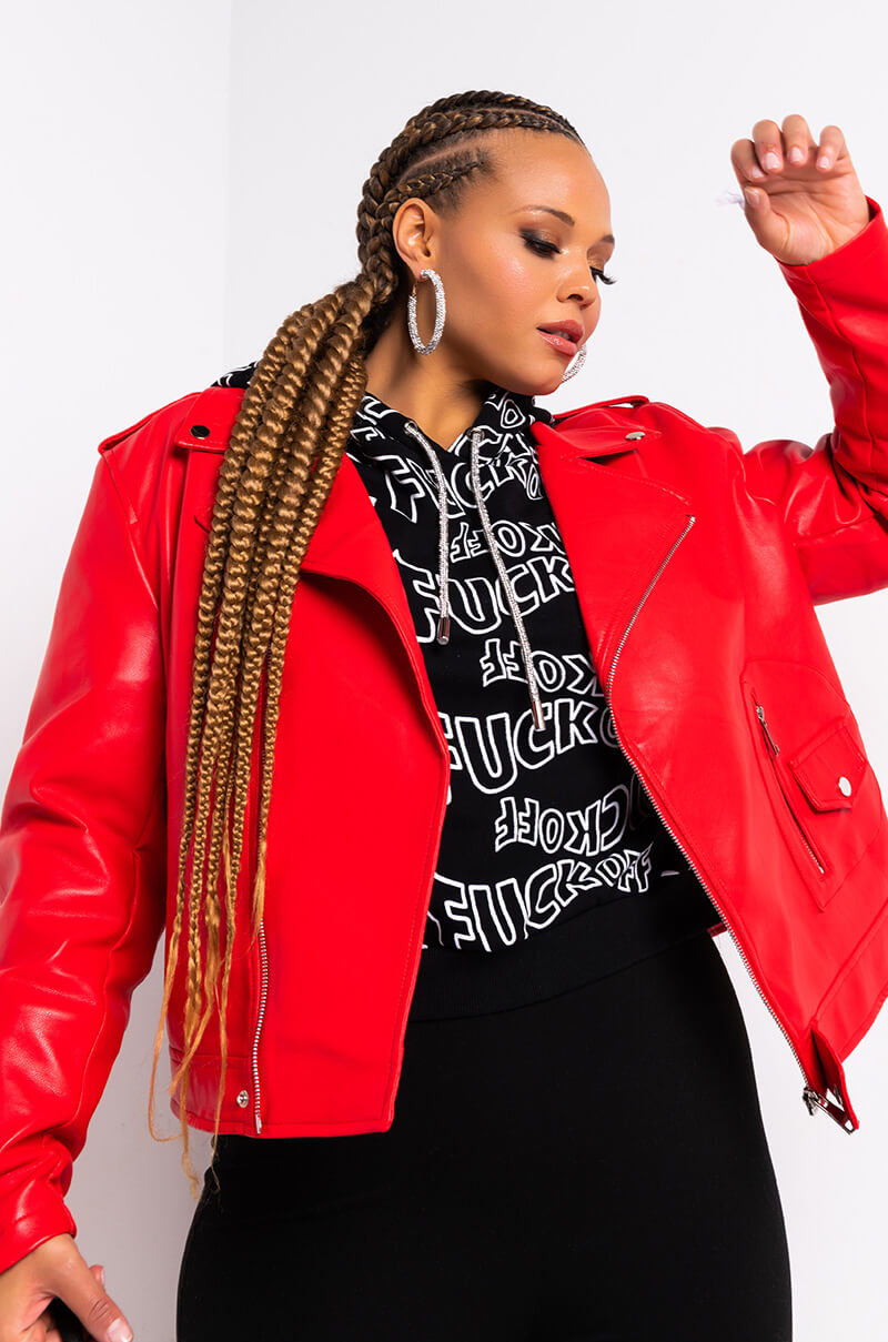 AZALEA WANG PLUS SIZE AUSSY BASIC MOTO JACKET