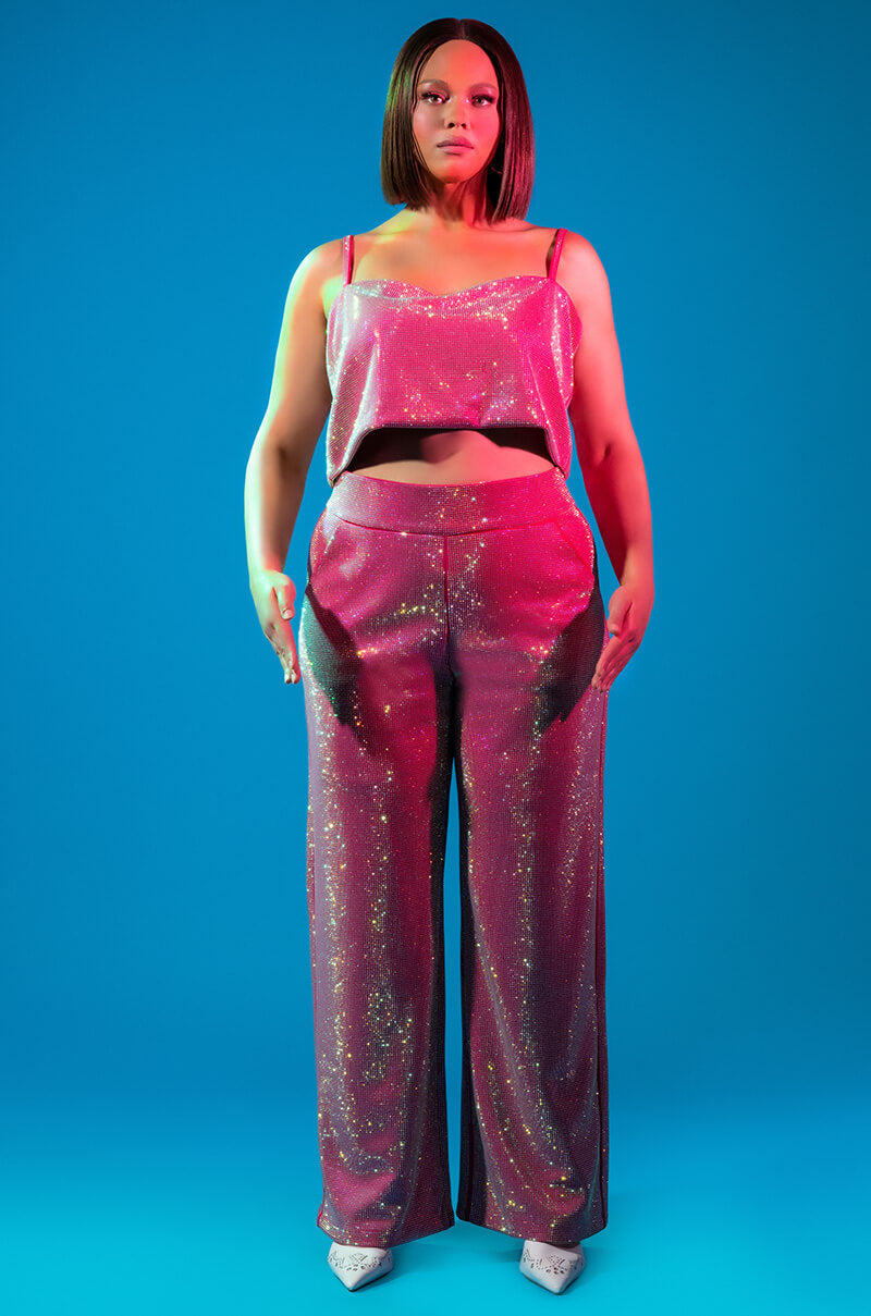 CENTER OF ATTENTION RHINESTONE TOP IN PINK