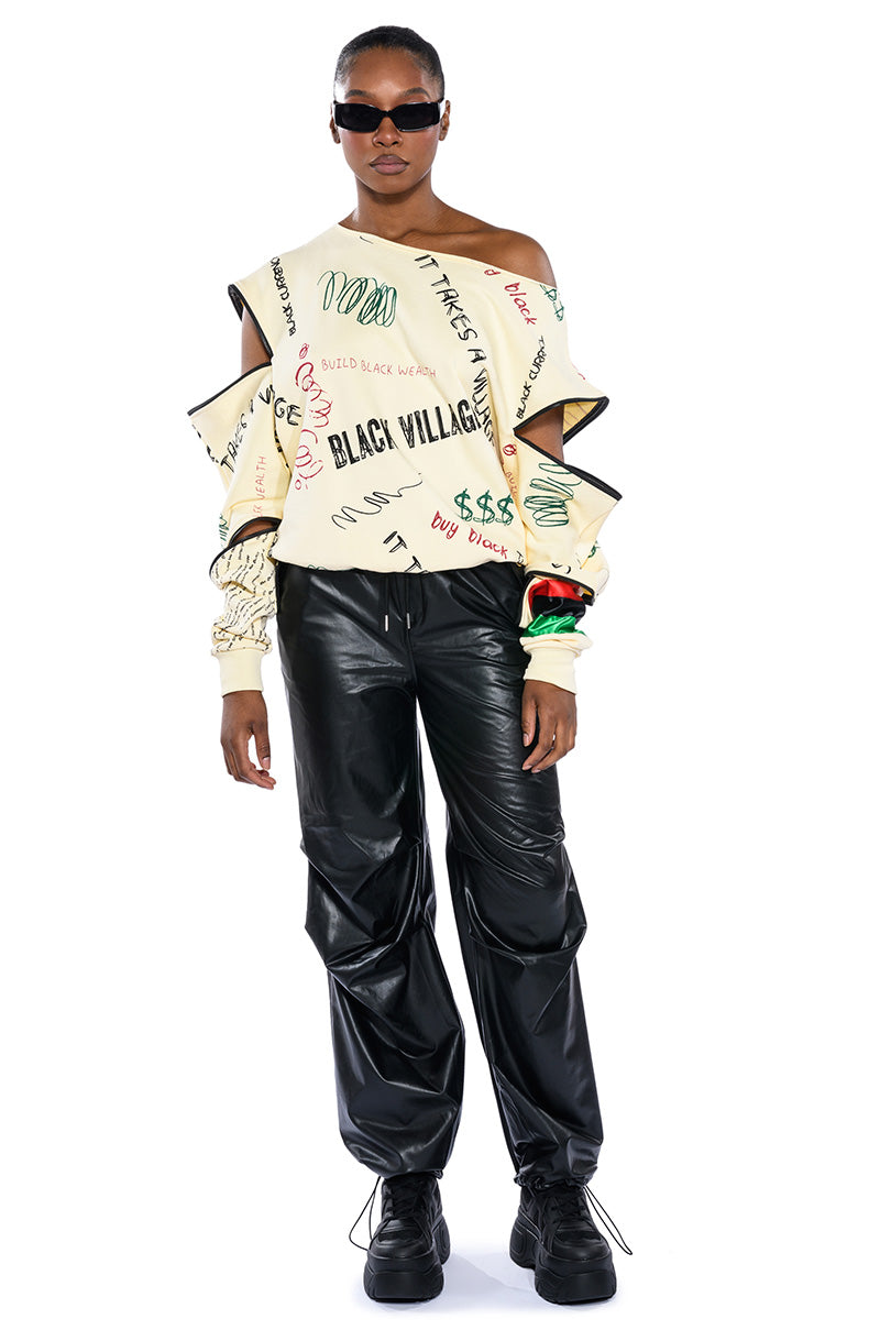 COLDER HOURS FAUX LEATHER PARACHUTE PANT