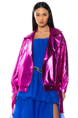 PRINCE METALLIC EMBROIDERED MOTO JACKET