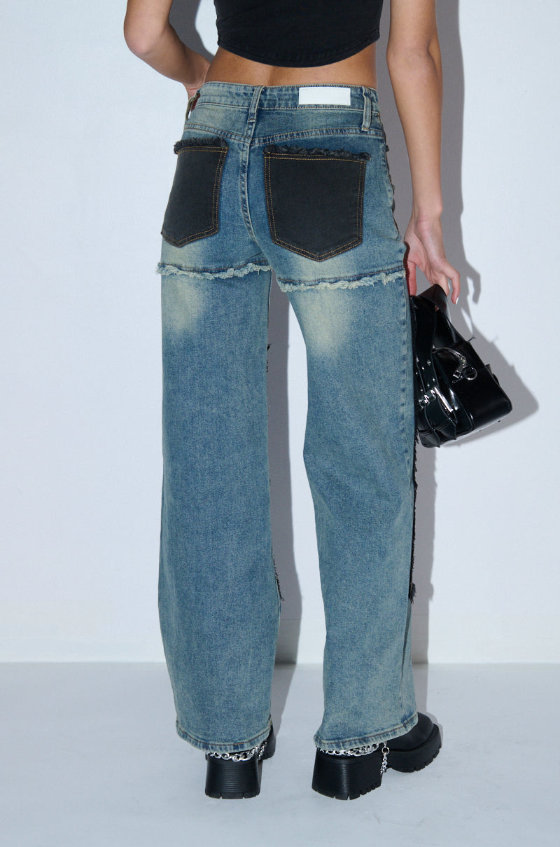 DEEP IN THE BOTTOM DISTRESSED DENIM PANT