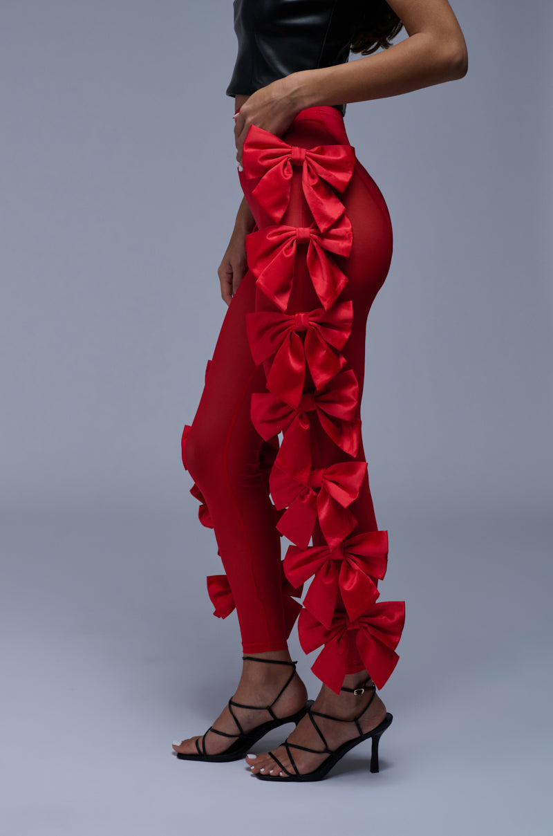 FEELING CUTE BOW LEGGING IN RED