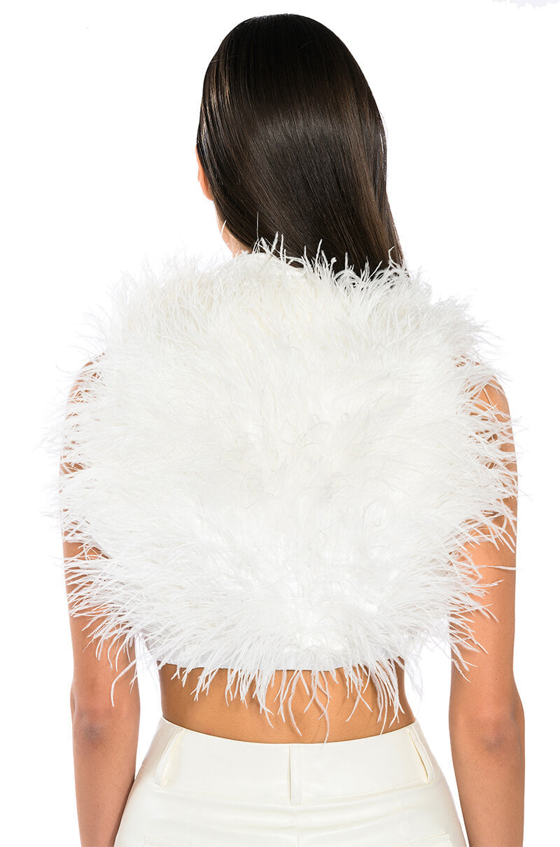 BASH ALL OVER FEATHER SLEEVELESS BLOUSE