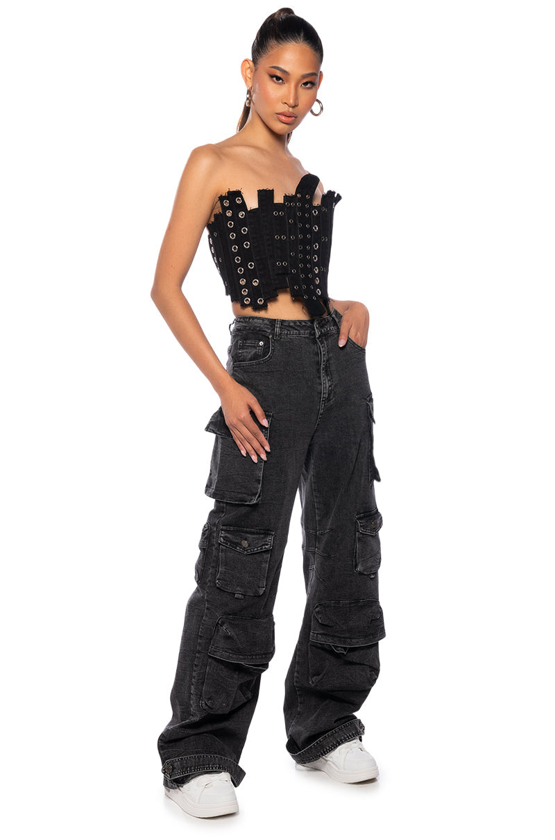GIVE IT TO ME DENIM CARGO PANT