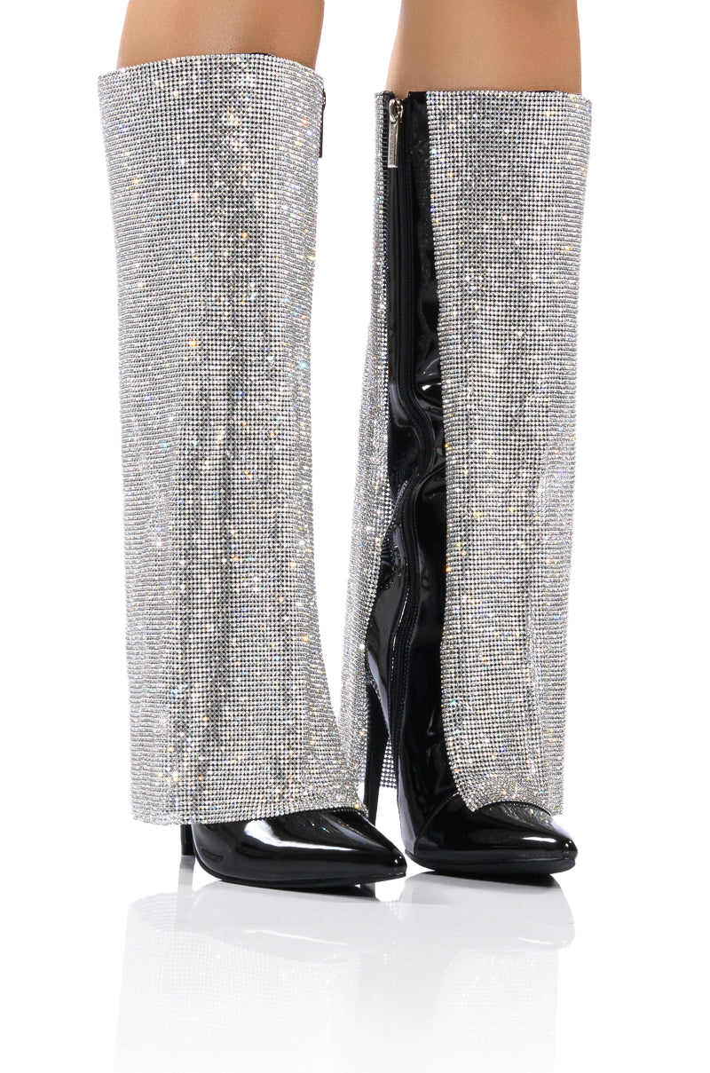 METIZER DIAMOND OVERLAY BOOT IN BLACK PATENT