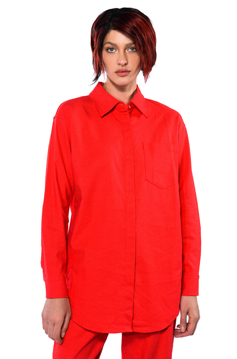 NEW SOCIETY PRINTED BUTTON DOWN TOP