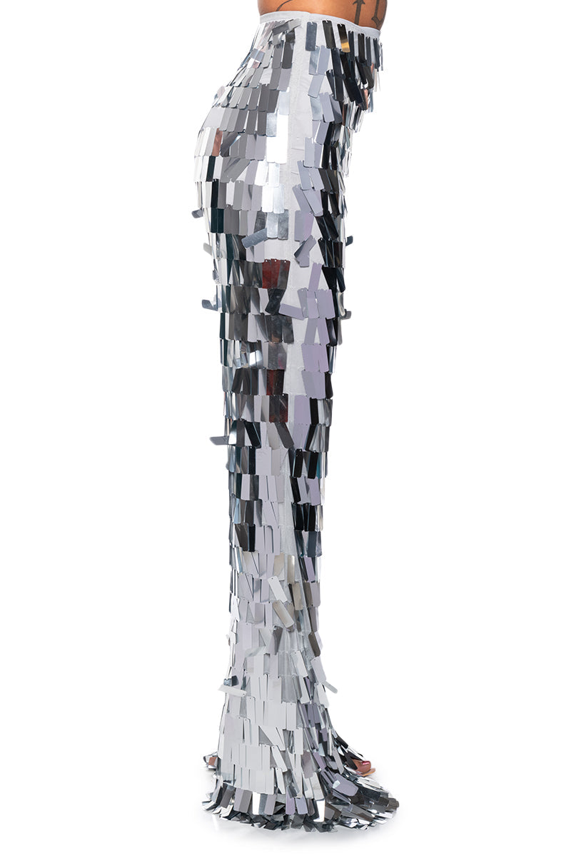 VAL STRETCH SEQUIN PANT IN SILVER