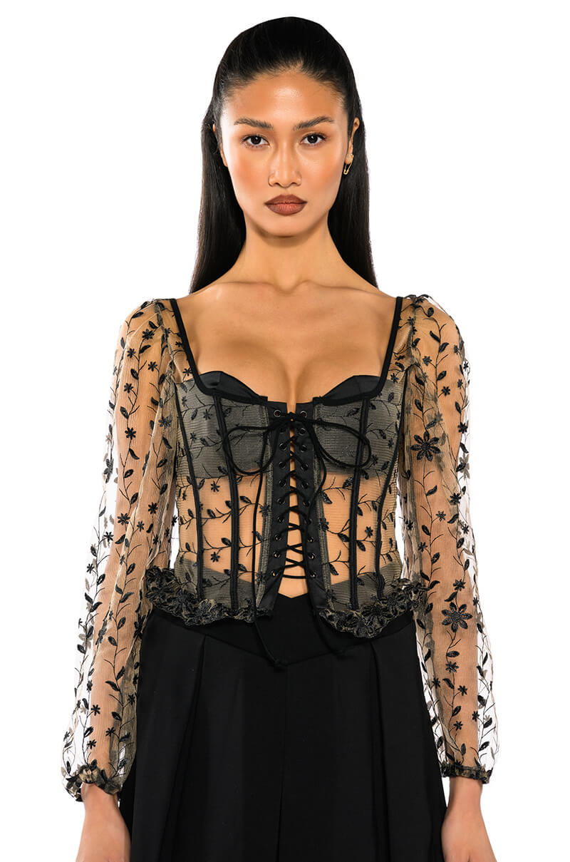 VEN AQUI LACE UP CORSET TOP