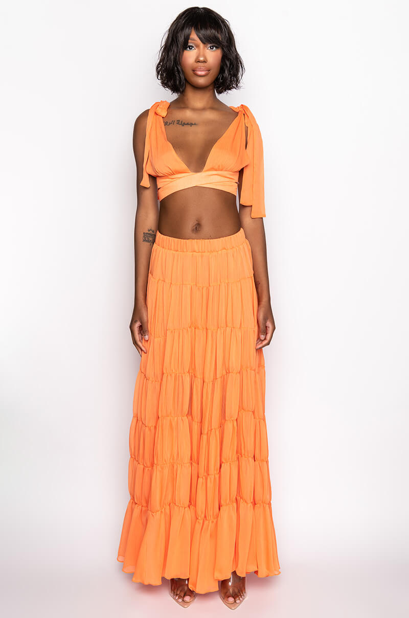 VILLA DREAMS PLEATED MAXI SKIRT